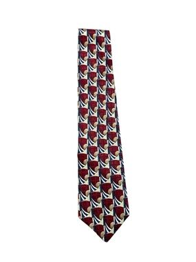 Zianetti Men's Geometric Burgundy & Navy Silk Tie
